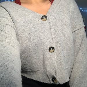 Cropped Button Sweater